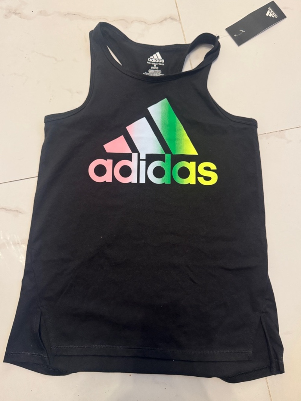 adidas Black Tank Top with Multicolor Gradient Logo